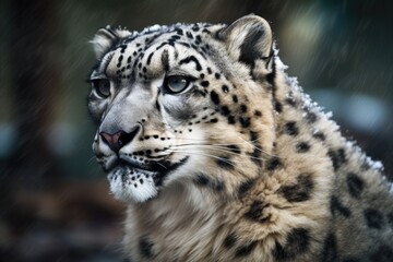 Zoo's snow leopard. Generative AI
