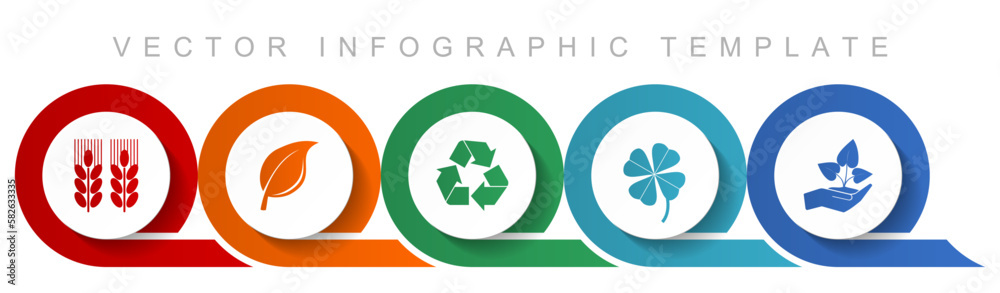 Poster agriculture icon set, miscellaneous icons such as wheat, leaf, recycling, clover and seedling for we