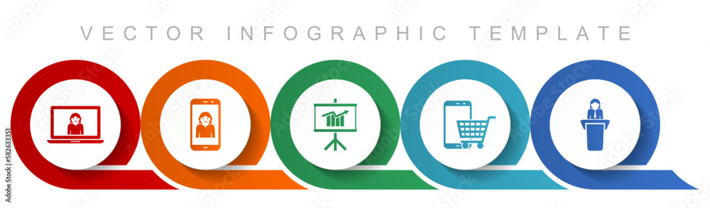 Poster Online store icon set, miscellaneous icons such as customer service, seminar, cart and learning for webdesign and mobile applications, flat design infographic vector template in eps 10