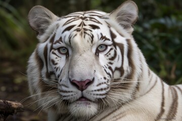 Female White Bengal Tiger up close. Generative AI