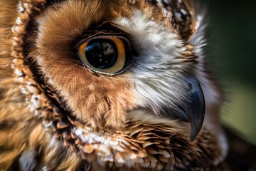 Close up of a Tawny Owl's Beak. Generative AI