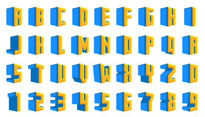 Set of cube style font 
