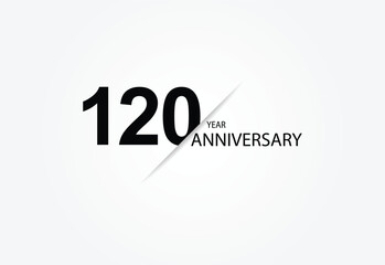 120 years anniversary logo template isolated on white, black and white background. 120th anniversary logo.