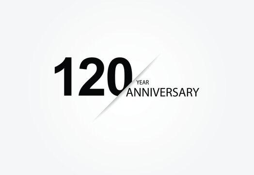 120 years anniversary logo template isolated on white, black and white background. 120th anniversary logo.