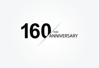 160 years anniversary logo template isolated on white, black and white background. 160th anniversary logo.