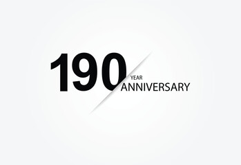 190 years anniversary logo template isolated on white, black and white background. 190th anniversary logo.
