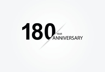 180 years anniversary logo template isolated on white, black and white background. 180th anniversary logo.	 - obrazy, fototapety, plakaty