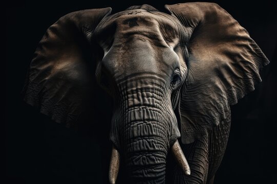 An elephant is depicted against a dark background. Generative AI