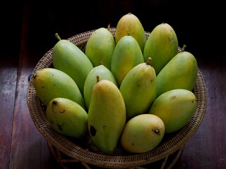 Ripe Mangoes in a basket