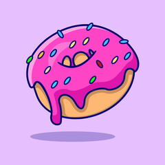 Strawberry Topped Donuts Vector, Flat Icon, Flat Design