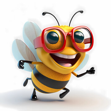 3d Bee With Glasses Generated With AI