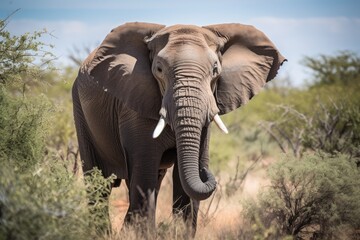 Fototapeta na wymiar January 2015, Kalahari, South Africa African Elephant. Generative AI