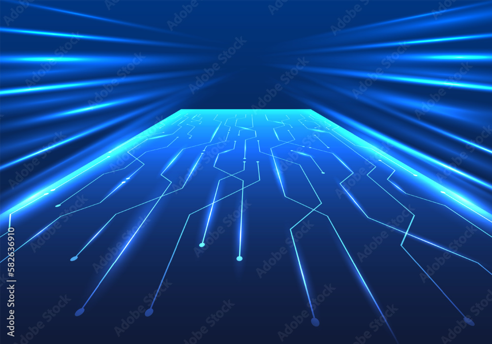 Poster abstract background, long circuit lines interconnected. refers to the concept of a technology connec