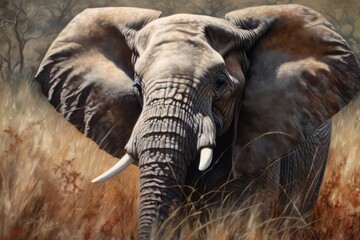 A painting of an elephant. Generative AI