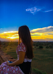 Beautiful sunset in Bagan, Myanmar