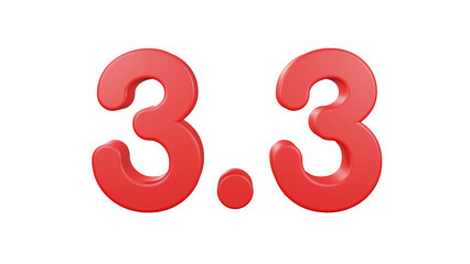 3.3 Promotion Sale. 3.3 Red font. Golden Number 3D Illustration.