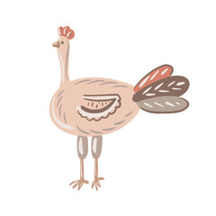 Cute cartoon hen. Vector illustration. Isolated on white background. Farm animal.