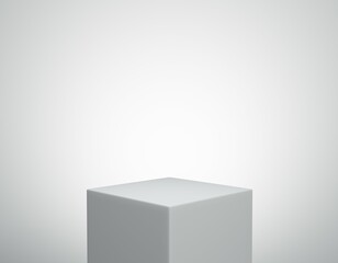 Empty white podium.3D display podium on gray background.Stand Minimal mockup for presentation.Abstract white background concept.Geometric platform show cosmetic product.Stage showcase.3D rendering