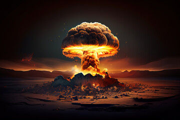 Huge nuclear bomb explosion, end of the world,. Generative Ai