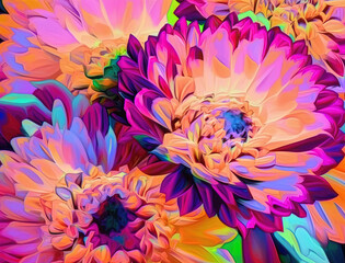 Beautiful abstract exotic flowers.