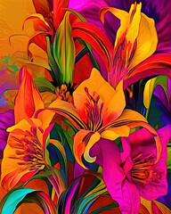 Beautiful abstract exotic flowers.