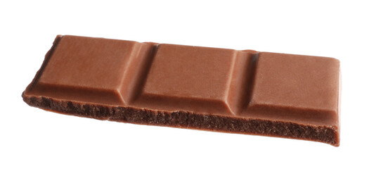 Piece of tasty chocolate bar isolated on white