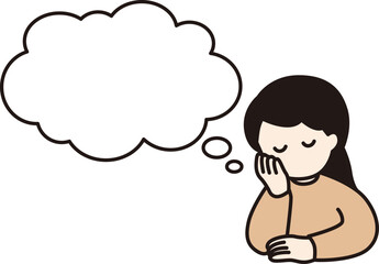 考える女性のベクターイラスト