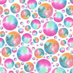 Watercolor confetti polka dots seamless pattern