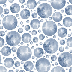 Watercolor confetti polka dots cianotype seamless pattern
