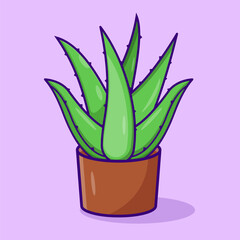 Aloe Vera Plant Vector Flat Icon Flat Design