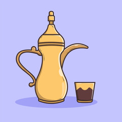 Arabic Teapot vector illustration icon flat