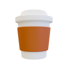 3d minimal portable plastic coffee cup. disposable coffee cup. 3d illustration.