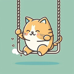Cats play swing, cute animals, illustrations, premium vector art, flat cartoon designs. Suitable for advertising design, comics, cards, books, presentations, Generative AI