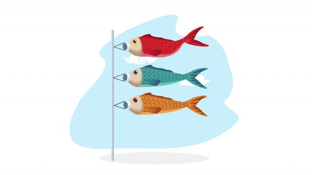red japanese fish koi animation