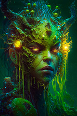 Electric beautiful swamp princess. Generative AI