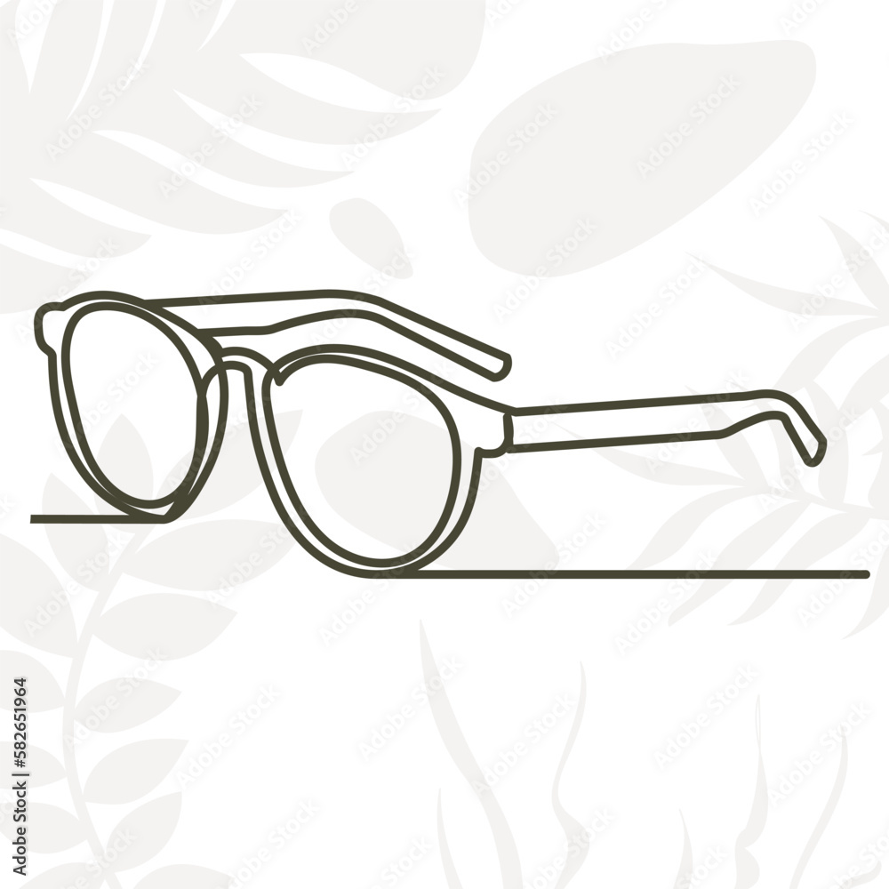 Sticker sunglasses line drawing, sketch, outline