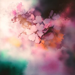 Naklejka na ściany i meble Closeup of spring seasonal cherry blossom flowers. Generative AI