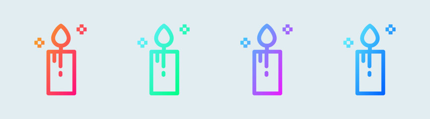 Candle line icon in gradient colors. Candlelight signs vector illustration.