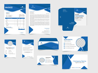 Business office stationary mockup template of File folder, annual report, van car, brochure, corporate
