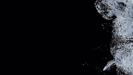 Snow blowing transition reveal on alpha background in 4K