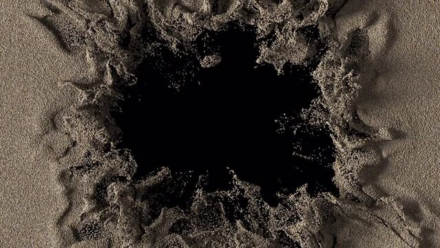Sand blowing transition reveal on alpha background in 4K 