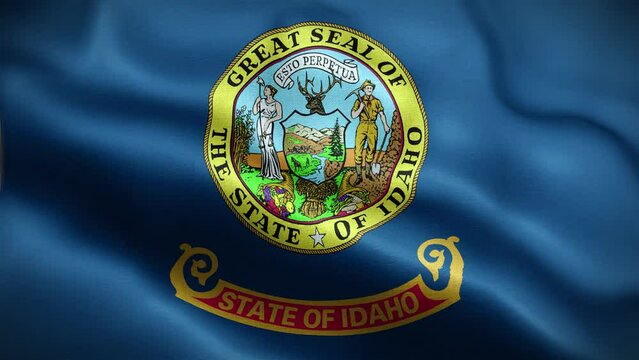 4K Textured Flag of Idaho Animation Stock Video - Highly Detailed Fabric Flag Waving in Loop