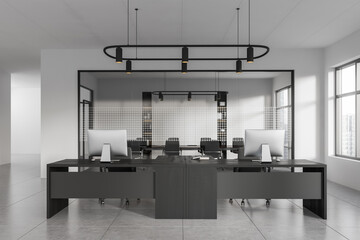 White open space office and meeting room