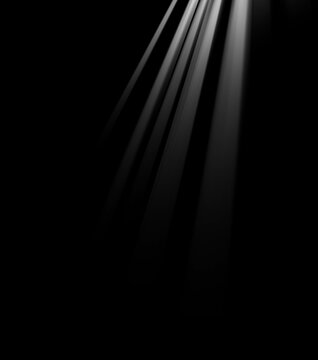 Overlay, flare light transition, effects sunlight, lens flare, light leaks. High-quality stock image of white sun rays light effects, overlays white spotlight isolated on black background for design