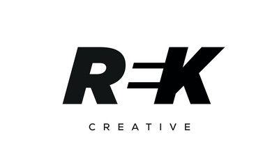 REK letters negative space logo design. creative typography monogram vector	