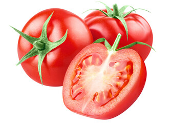 Delicious red tomatoes cut out