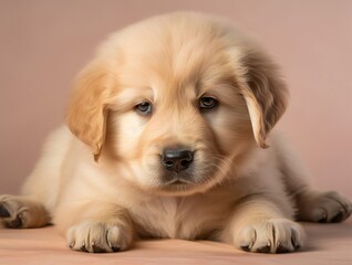 portrait photo of a puppy, isolated on a pastel color background