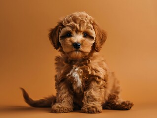 portrait photo of a puppy, isolated on a pastel color background