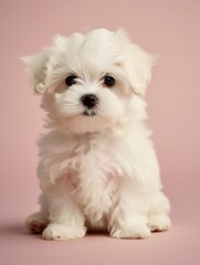 portrait photo of a puppy, isolated on a pastel color background
