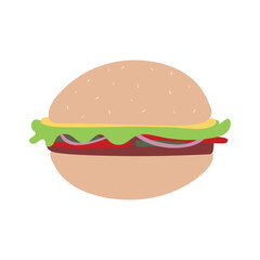 minimalistic drawn hamburger devided in ingredients isolated on white